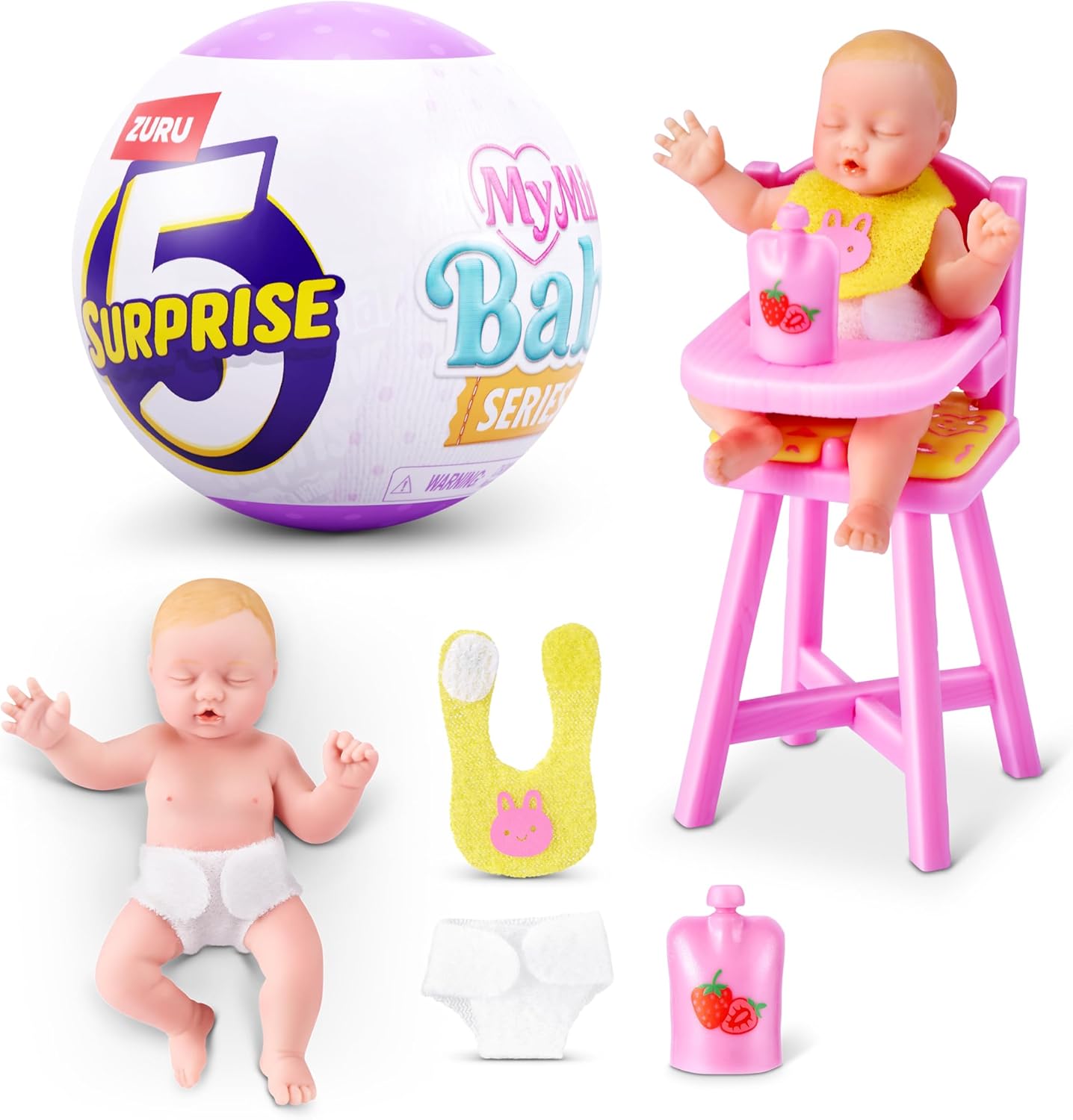 5 Surprise My Mini Baby Serie 2 de ZURU, cápsula misteriosa Coleccionable, Juguete para niñas, bebé Realista en Miniatura, Kit de Juego y Accesorios