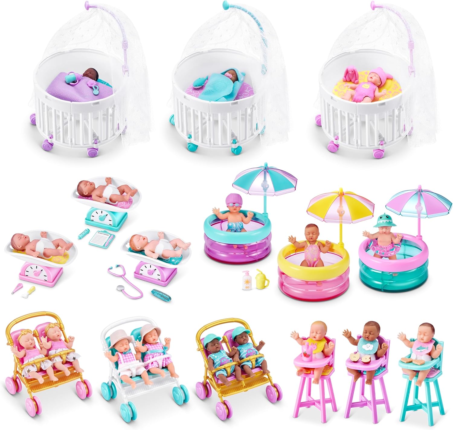5 Surprise My Mini Baby Serie 2 de ZURU, cápsula misteriosa Coleccionable, Juguete para niñas, bebé Realista en Miniatura, Kit de Juego y Accesorios