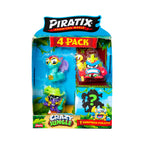 PIRATIX ADVENTURE WORLD Serie Crazy Jungle, Pack de 4 - Contiene 4 Piratix: 1 neón y 1 Sorpresa; y 4 Accesorios neón. Pack 3 de 6